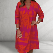 Vestido hasta la rodilla – Estampado floral llamativo – Corte relajado de verano 7