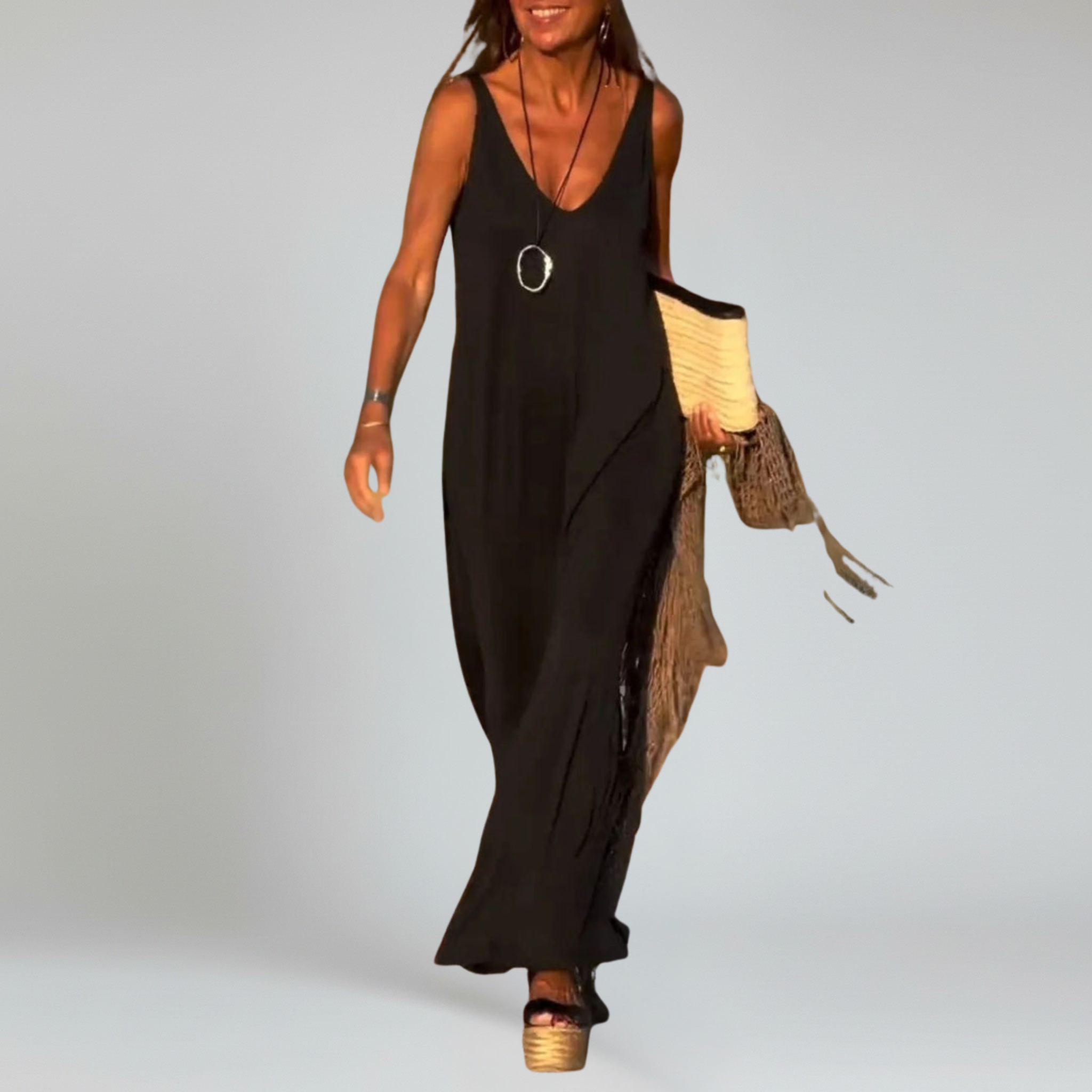 Vestido largo – Escote en V favorecedor – Elegancia veraniega sin esfuerzo 2