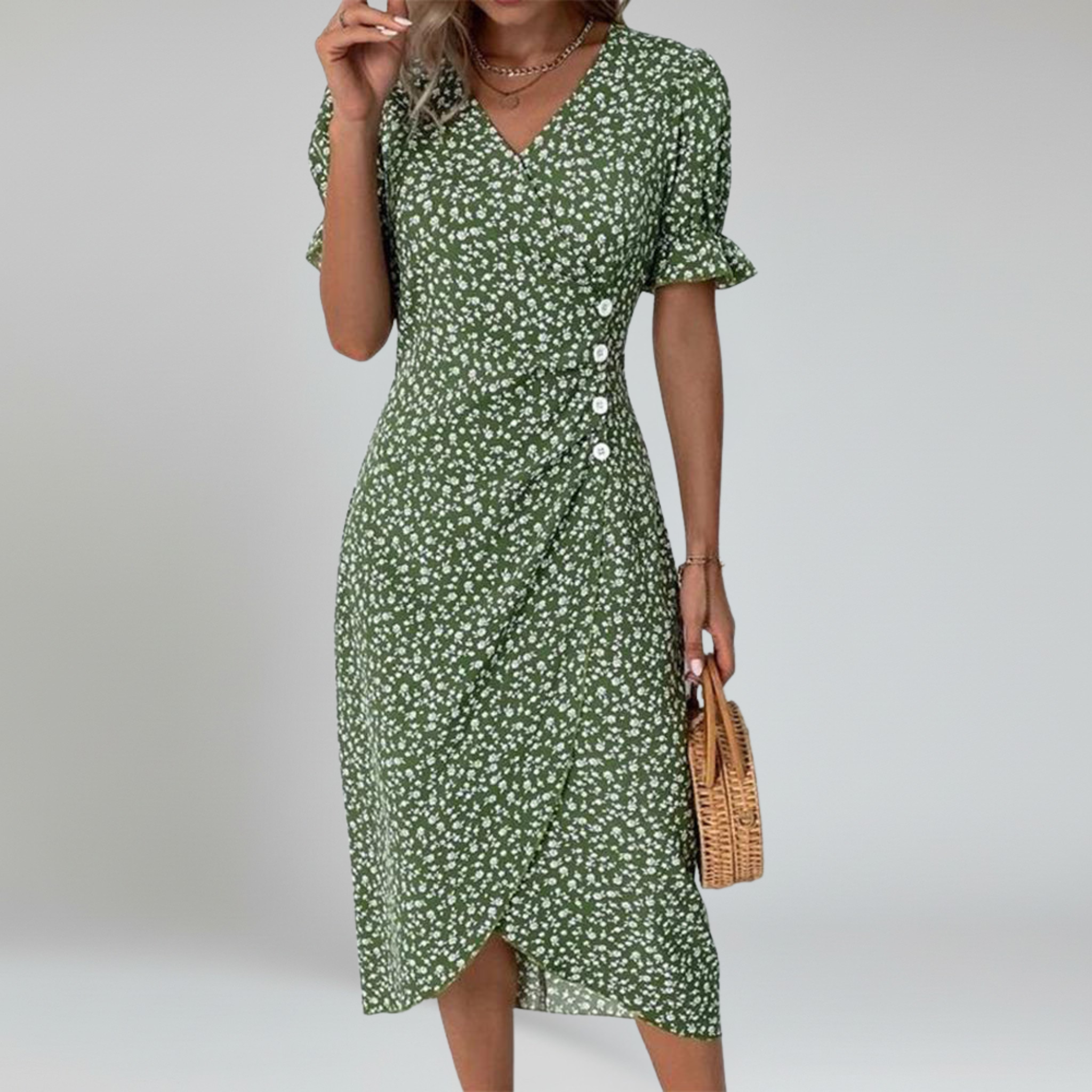 Vestido largo con escote en V: elegancia veraniega sin esfuerzo 0