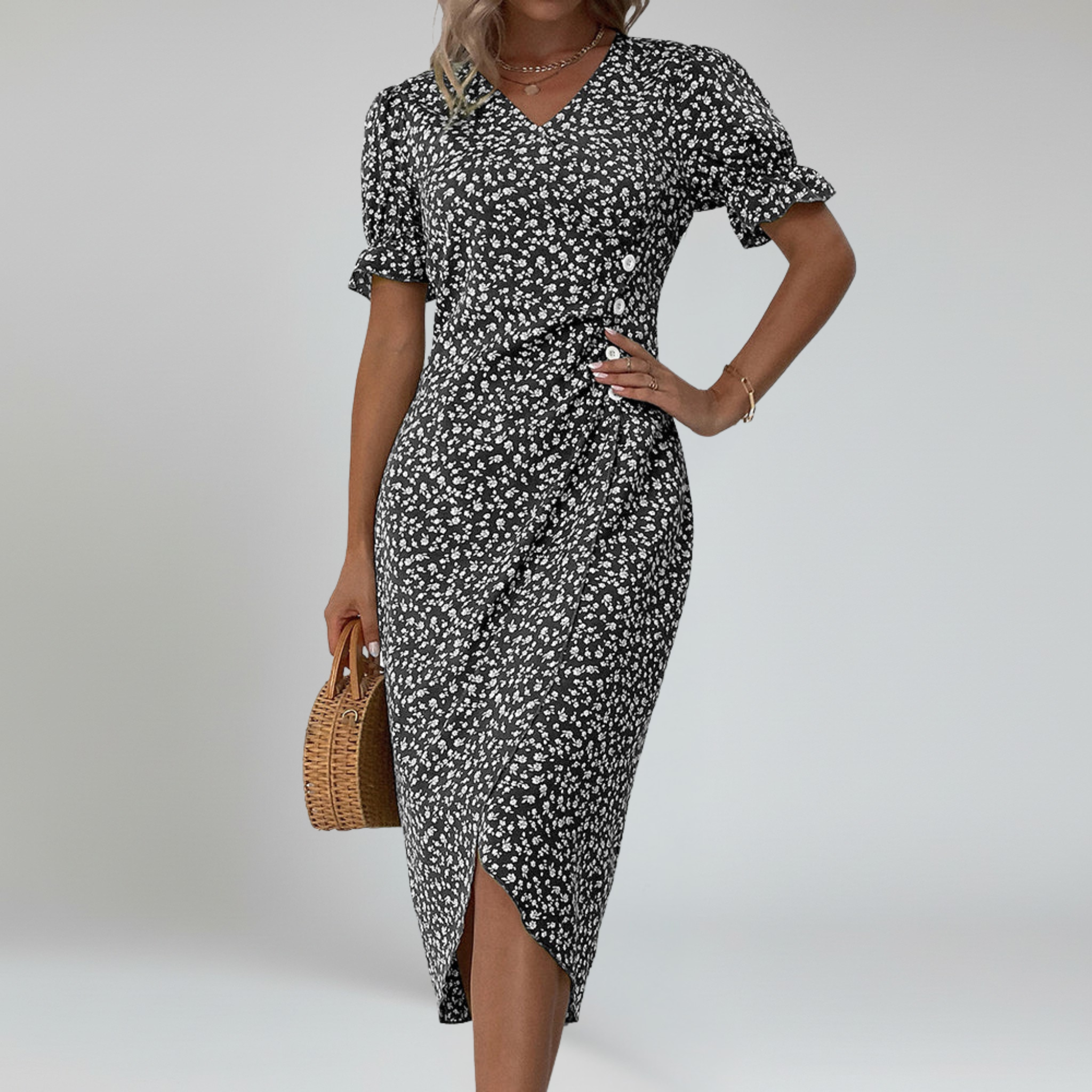 Vestido largo con escote en V: elegancia veraniega sin esfuerzo 6