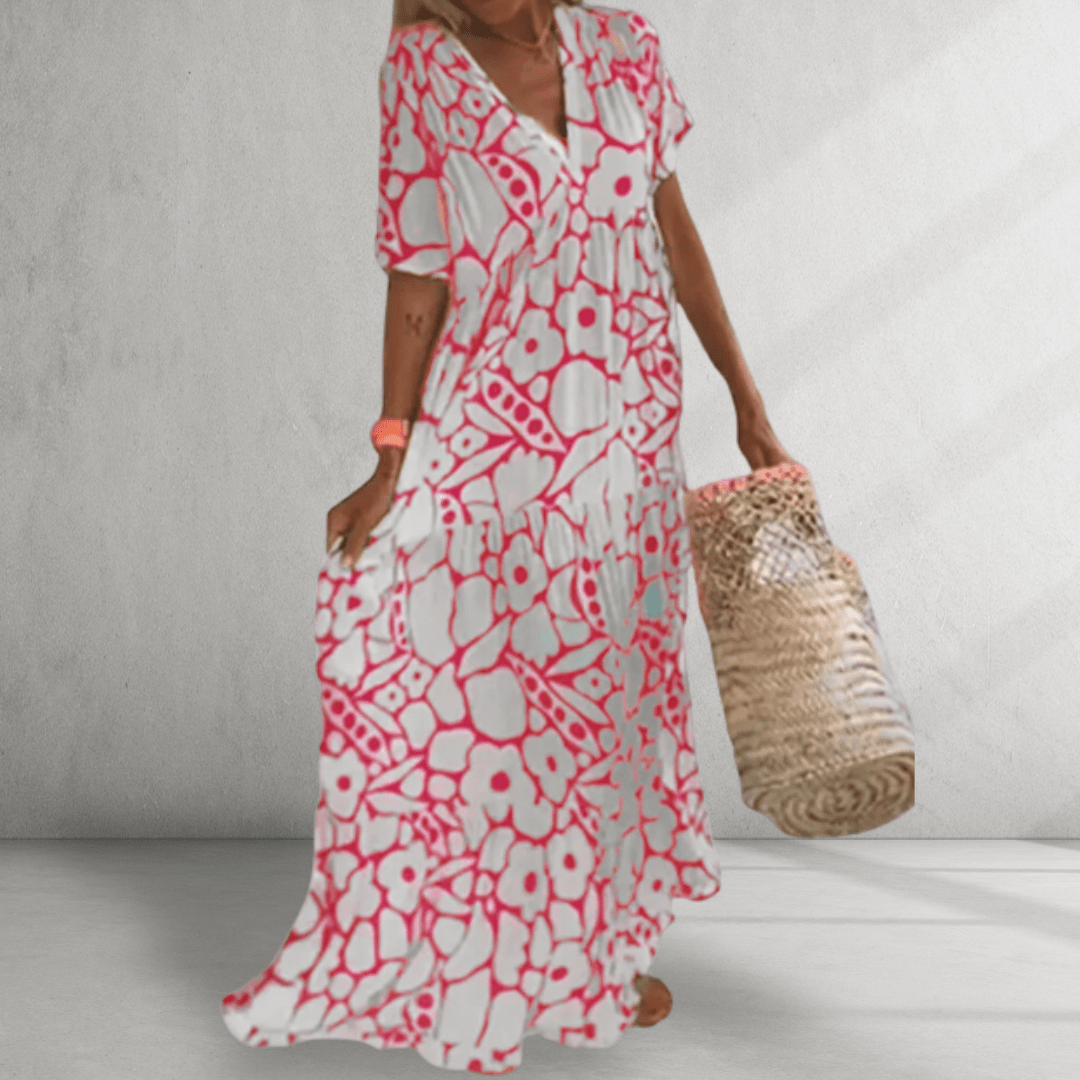 Vestido largo con estampado floral, estilo resort fresco 3