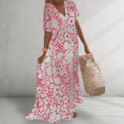 Vestido largo con estampado floral, estilo resort fresco 3