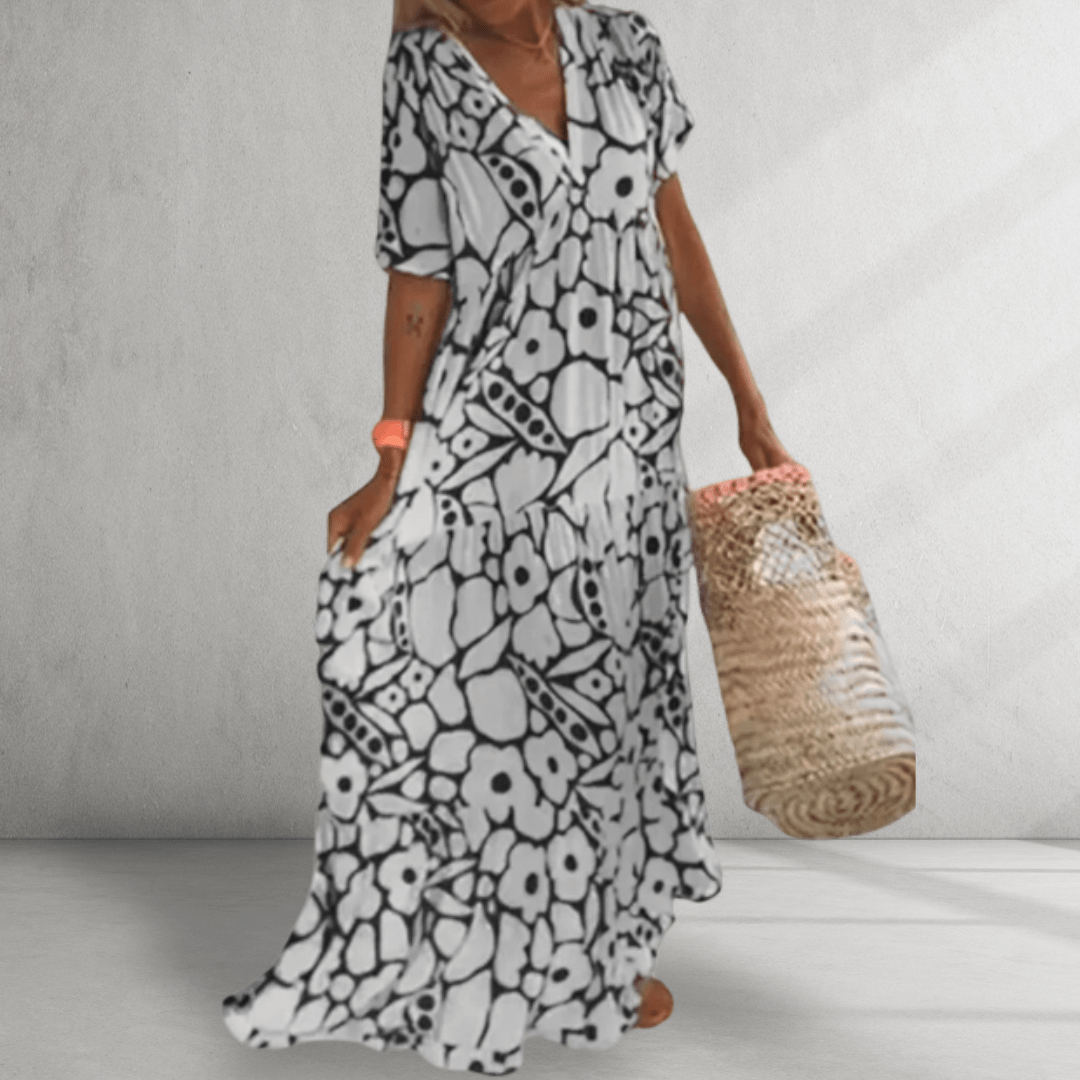 Vestido largo con estampado floral, estilo resort fresco 4