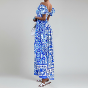 Vestido largo con hombros descubiertos y mangas abullonadas: un estilo veraniego sin esfuerzo 6