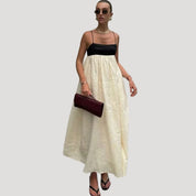 Vestido largo de lino – Talle imperio favorecedor – Look elegante para invitada de boda 0