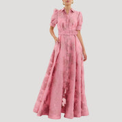 Vestido largo floral con mangas abullonadas: estilo elegante para invitadas de boda 0