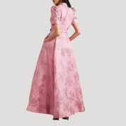 Vestido largo floral con mangas abullonadas: estilo elegante para invitadas de boda 3