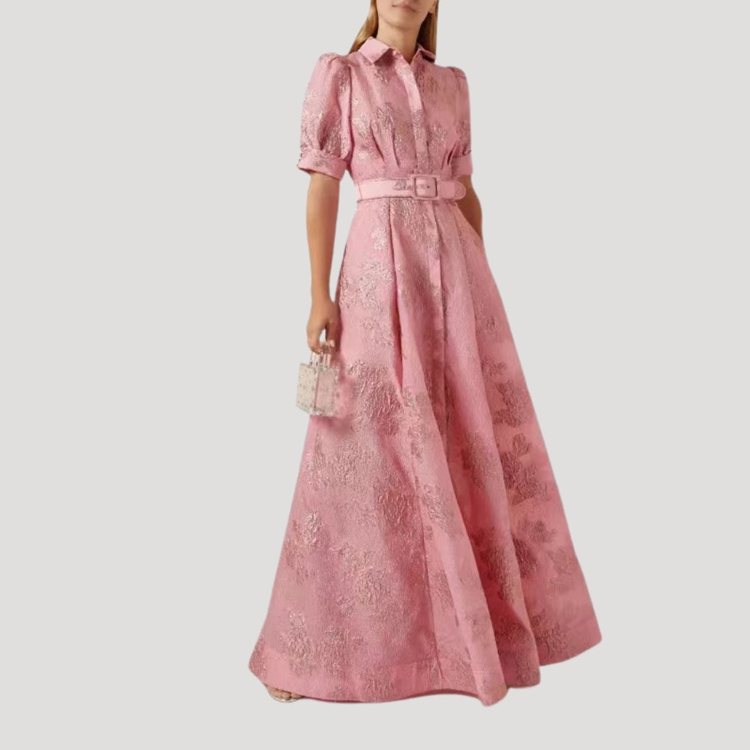 Vestido largo floral con mangas abullonadas: estilo elegante para invitadas de boda 5