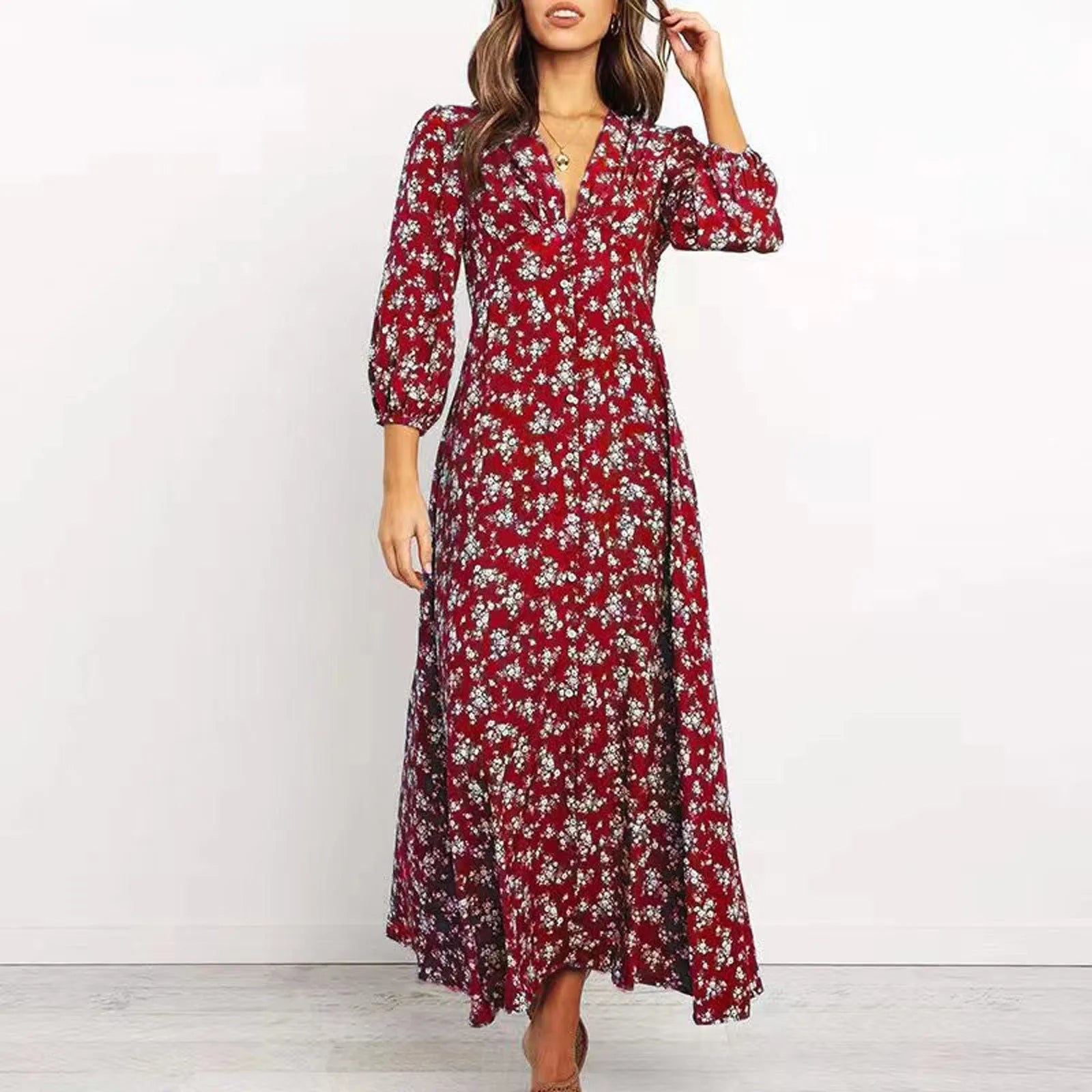 Vestido midi con estampado floral y botones delanteros: un encanto veraniego sin esfuerzo 1