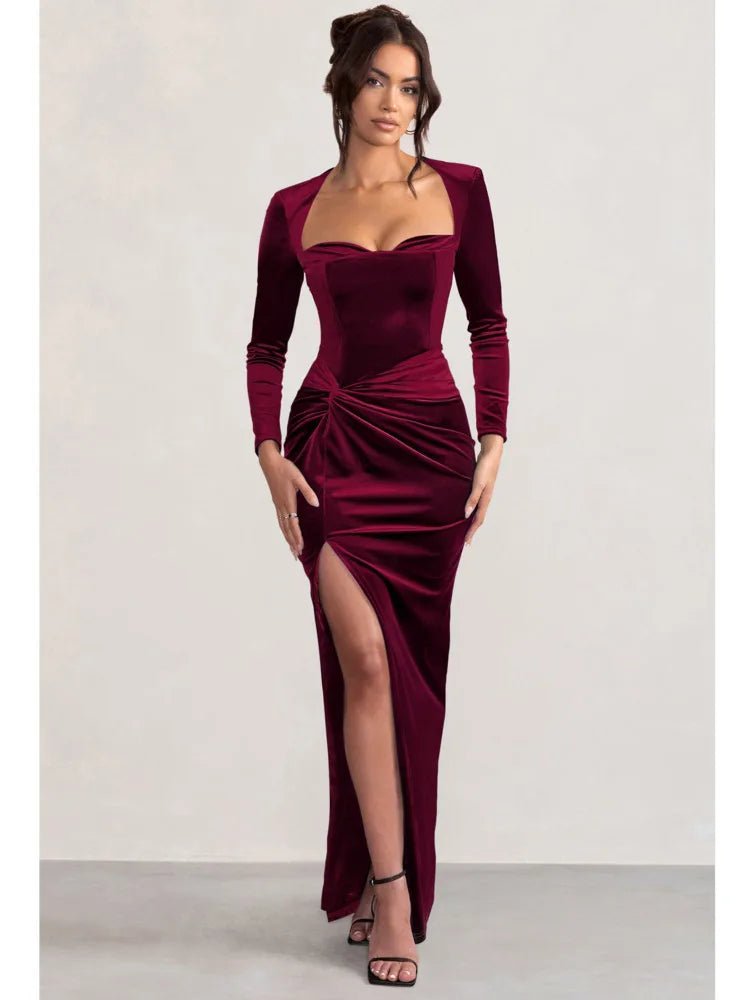 Vestido midi de terciopelo con escote corazón: glamour de noche de lujo 7