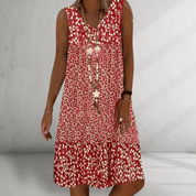 Vestido sin mangas con estampado floral: estilo bohemio y relajado para el verano. 0