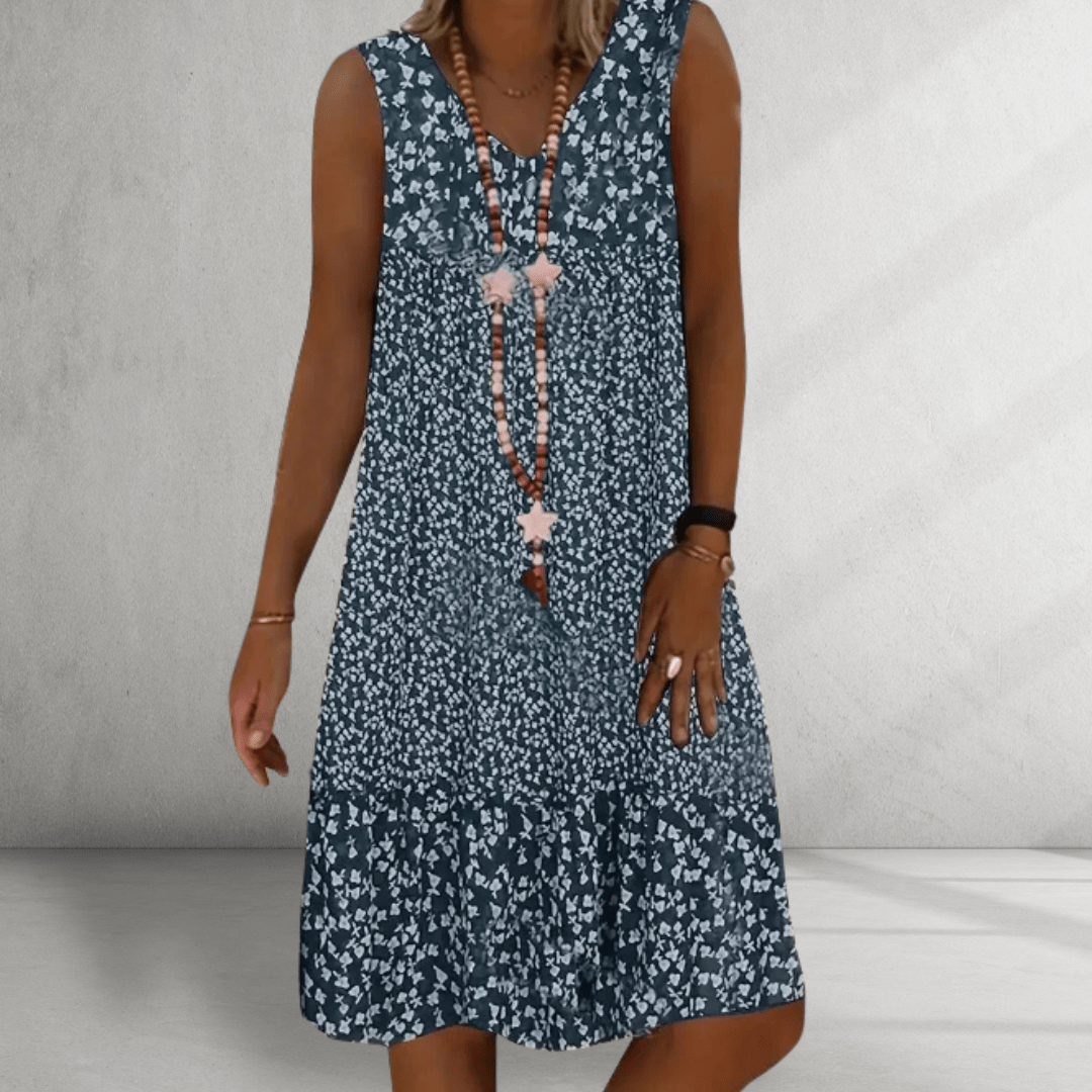 Vestido sin mangas con estampado floral: estilo bohemio y relajado para el verano. 2