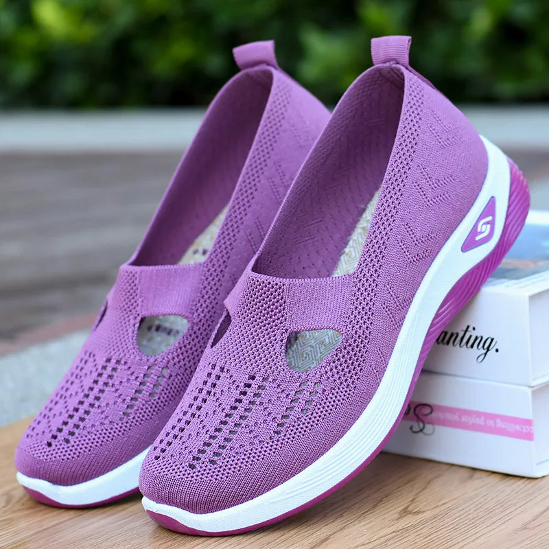 Zapatillas deportivas sin cordones con plataforma de malla transpirable para mujer 5