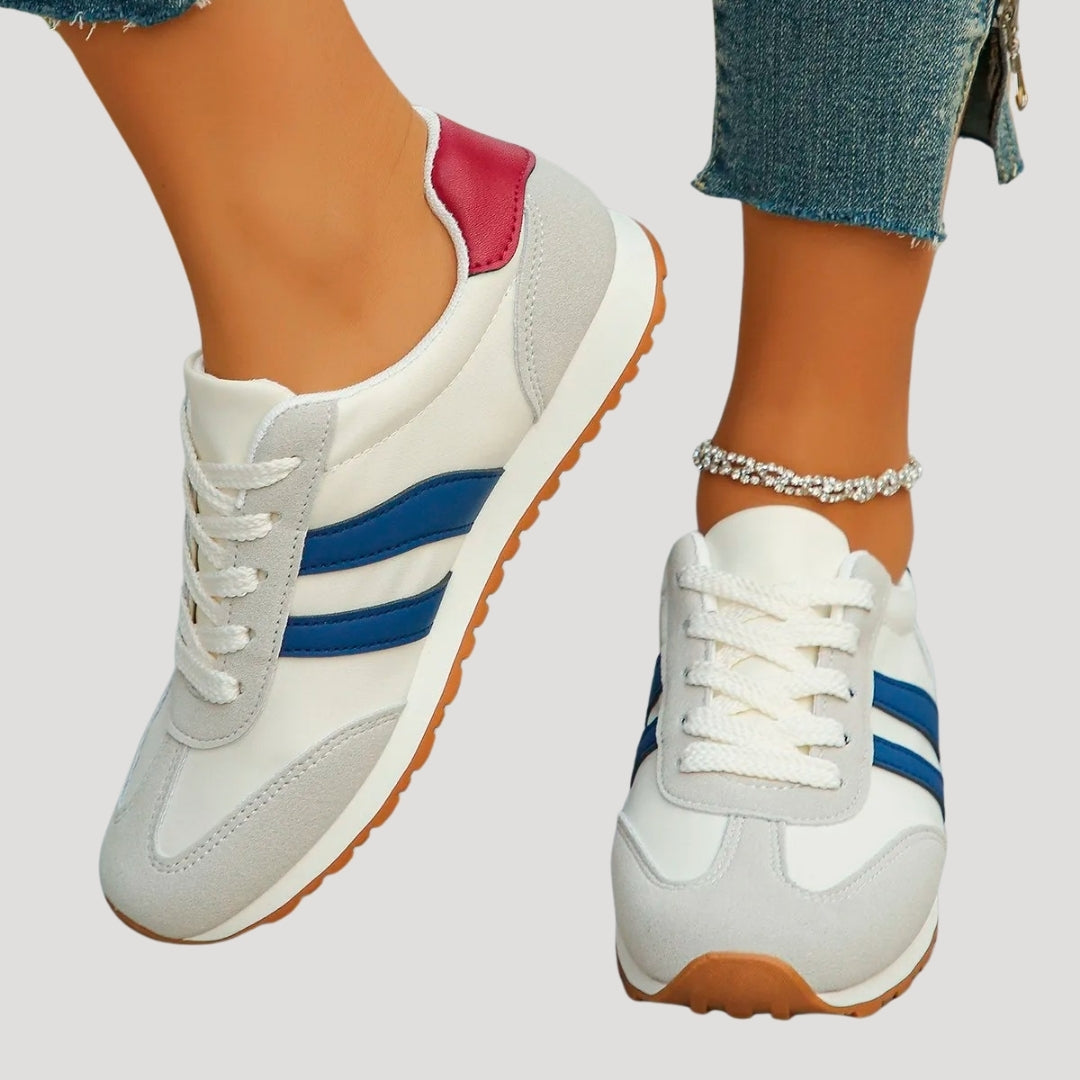 Zapatillas retro para correr con cordones y detalle de rayas 0