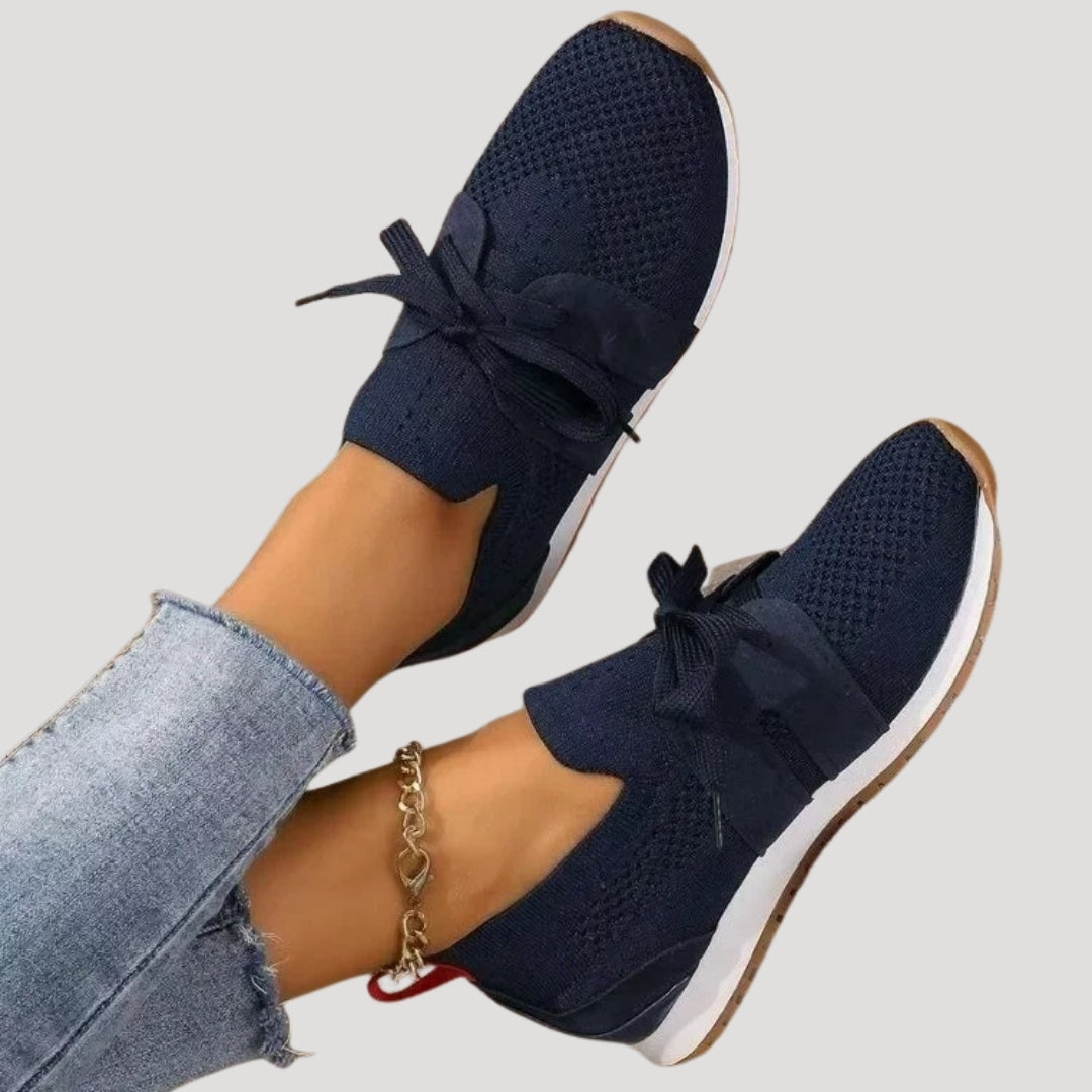 Zapatillas sin cordones – Malla de punto y detalle de lazo – Casual Chic 1