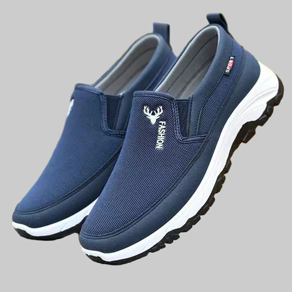 Zapatos náuticos de malla negra para hombre, calzado informal sin cordones 1