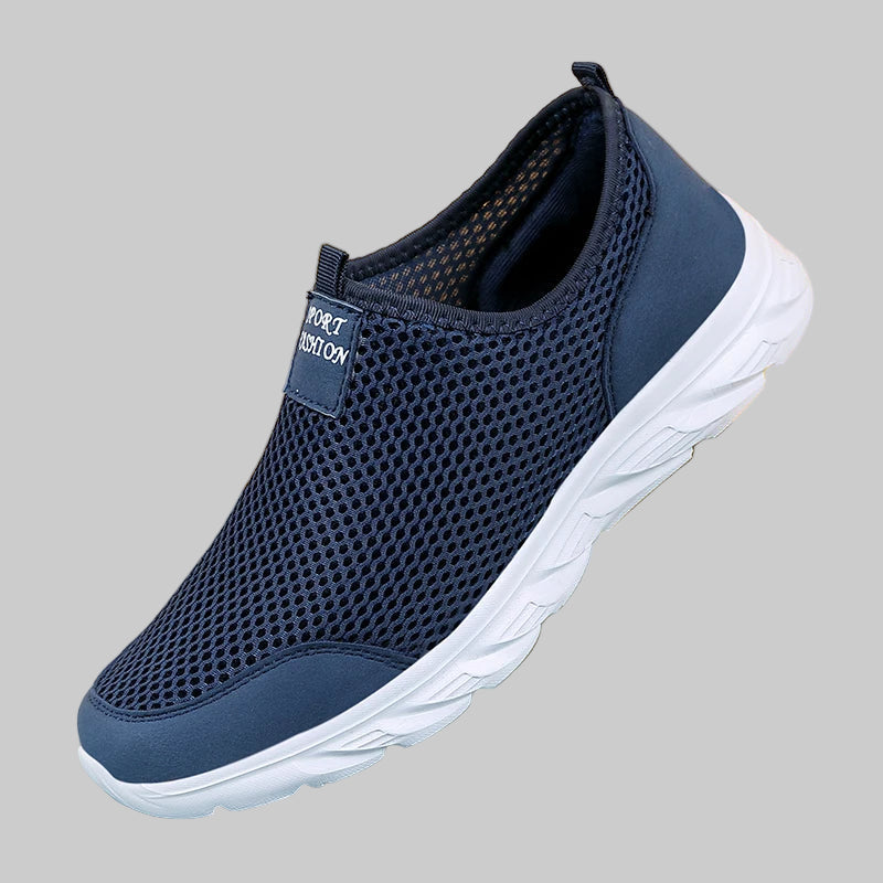 Zapatos sin cordones para hombre, de malla negra, ligeros, informales, para caminar 1